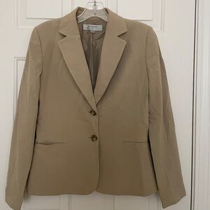 Tahari Two Piece Tan Suit with 2 button Blazer and Pants size 4
